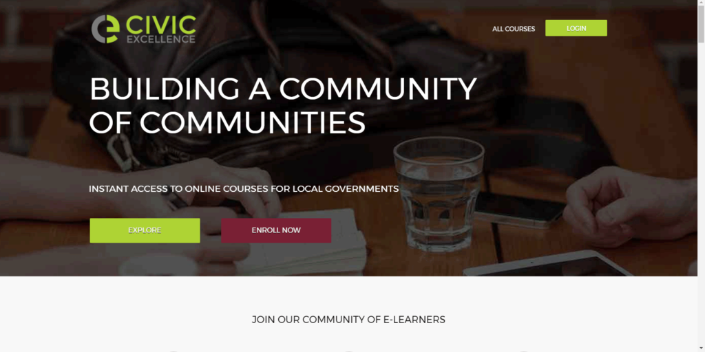 Civic Excellence - home page screenshot